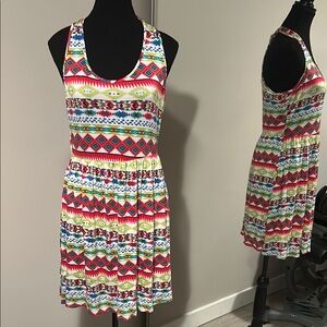 Sleeveless Multicolor Aztec Print Summer Dress